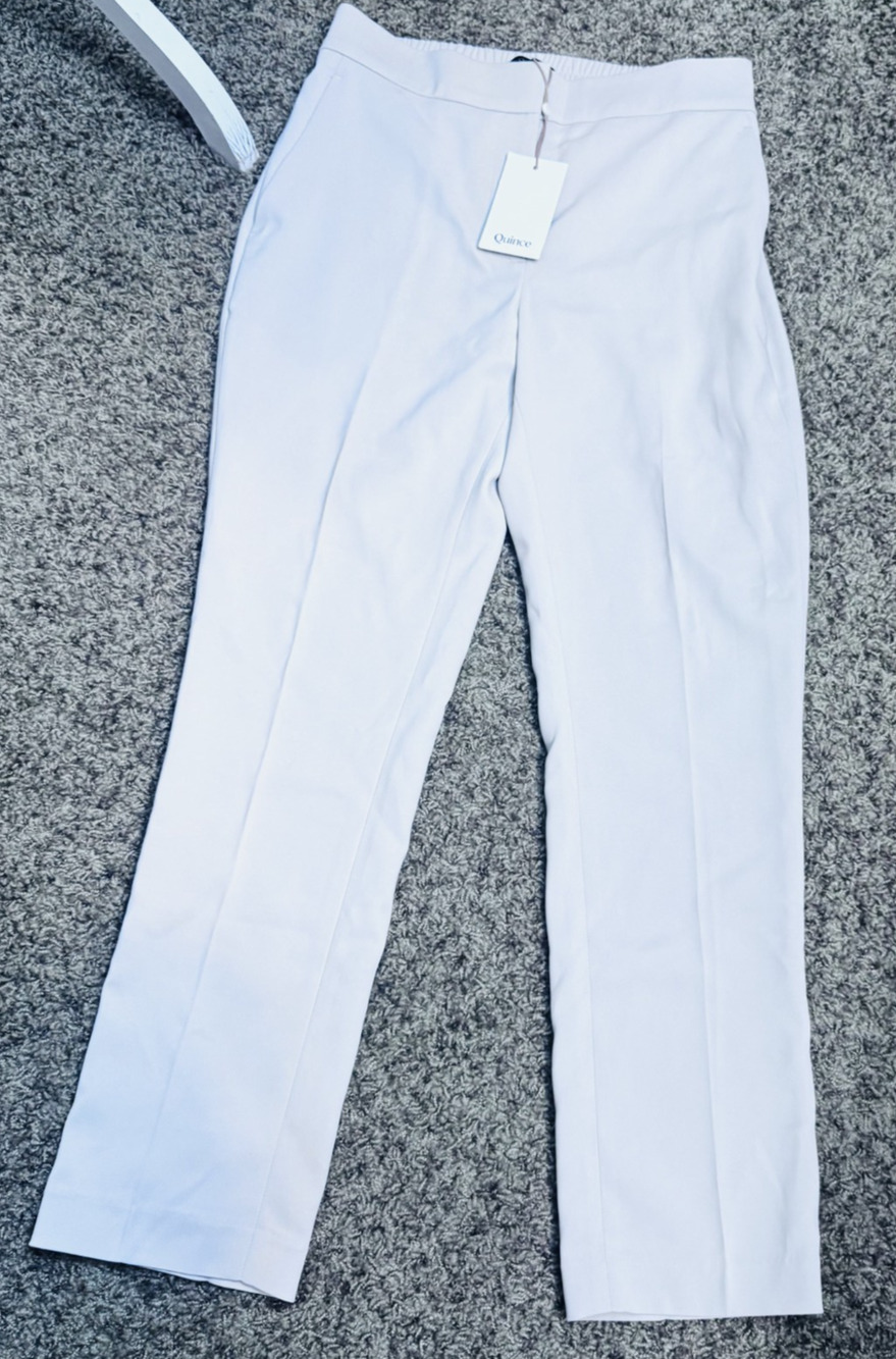 New Quince Pants Women’s 4 Sand Stretch Crepe Ankle Classic Trouser Career NWT